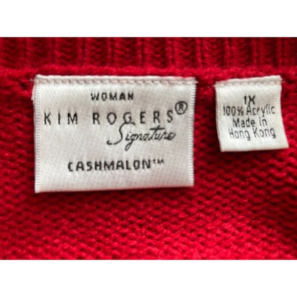 Kim Rogers Signature Red Cardigan Sweater - Size 1X - Picture 4 of 4